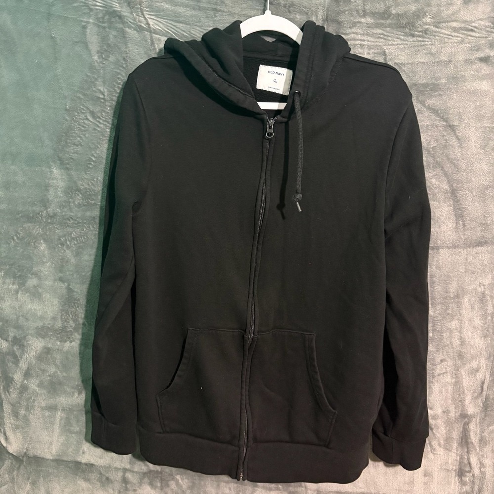 Old Navy Hoodie Mens Medium Tall Black Draw Strings Blank